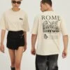 YOURTURN Rome Tee Unisex - T-Shirt Print - Mottled Light Brown 2 YOURTURN Rome Tee Unisex - T-Shirt Print - Mottled Light Brown -Dames Kledings Winkel 07017d2cd401401ea70ed2bd25c35478
