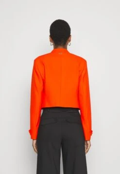Boss Slim-Fit Cropped Jacket With Collarless Styling - Blazer - Bright Orange -Dames Kledings Winkel 0ac9dfcf278f4de1a2df00e2377b71f3