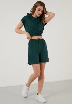 LELA Two Piece Set - Regular Fit - Shorts - Dark Green Melange -Dames Kledings Winkel 139bc29e439347ffaf3b3875fbfdc217