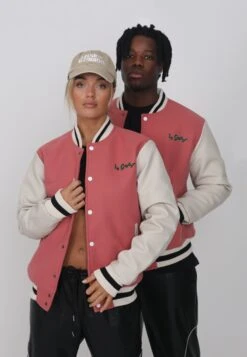 Lamar Varsity Jacket Unisex - Imitatieleren Jas - Coral -Dames Kledings Winkel 5765faf6aef0490c9dfd6eceed611a3d