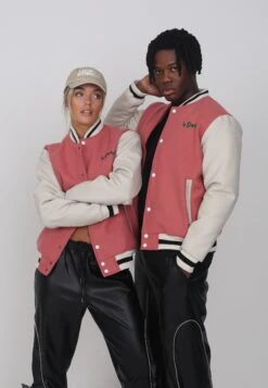 Lamar Varsity Jacket Unisex - Imitatieleren Jas - Coral -Dames Kledings Winkel 6989b6b2882f45d285fd3d109057e05b