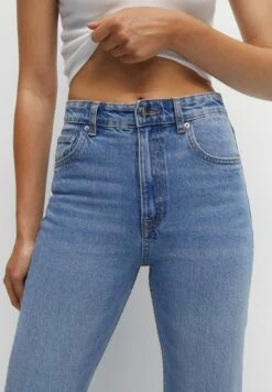 PULL & BEAR High Waist - Straight Leg Jeans - Stone Blue Denim -Dames Kledings Winkel 78563639e6ab487785af196d5aa224c3