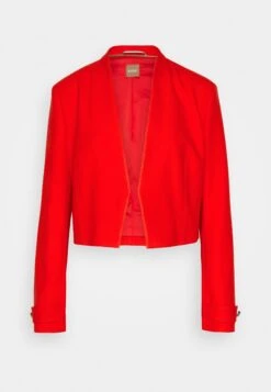 Boss Slim-Fit Cropped Jacket With Collarless Styling - Blazer - Bright Orange -Dames Kledings Winkel bbe6128a8e3d422a99b12b00145d9733