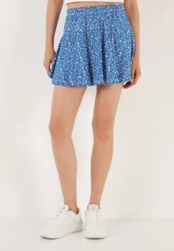 LELA Flowered Elastic Waist - Shorts - Royal Blue