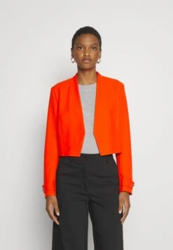 Boss Slim-Fit Cropped Jacket With Collarless Styling - Blazer - Bright Orange -Dames Kledings Winkel ccce71fd8f524f76b81654bde7b1fdf0