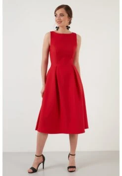LELA Crew Neck Pleated Midi - Cocktailjurk - Red -Dames Kledings Winkel d0c1788baa494de6905ad142d2aec6f7